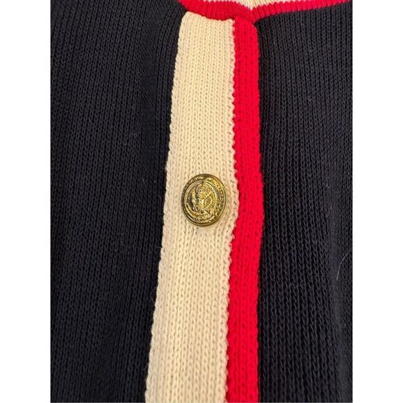 Vintage Norton Mcgaughton Navy Blue White Classic Cardigan Sweater Small - Picture 2 of 7
